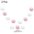 thumbnail image 2 of Uxcell 2 piezas de guirnalda de pompones de 6.6 pies 30 bolas para decoración de manualidades (Rosa, Blanco), 2 of 6