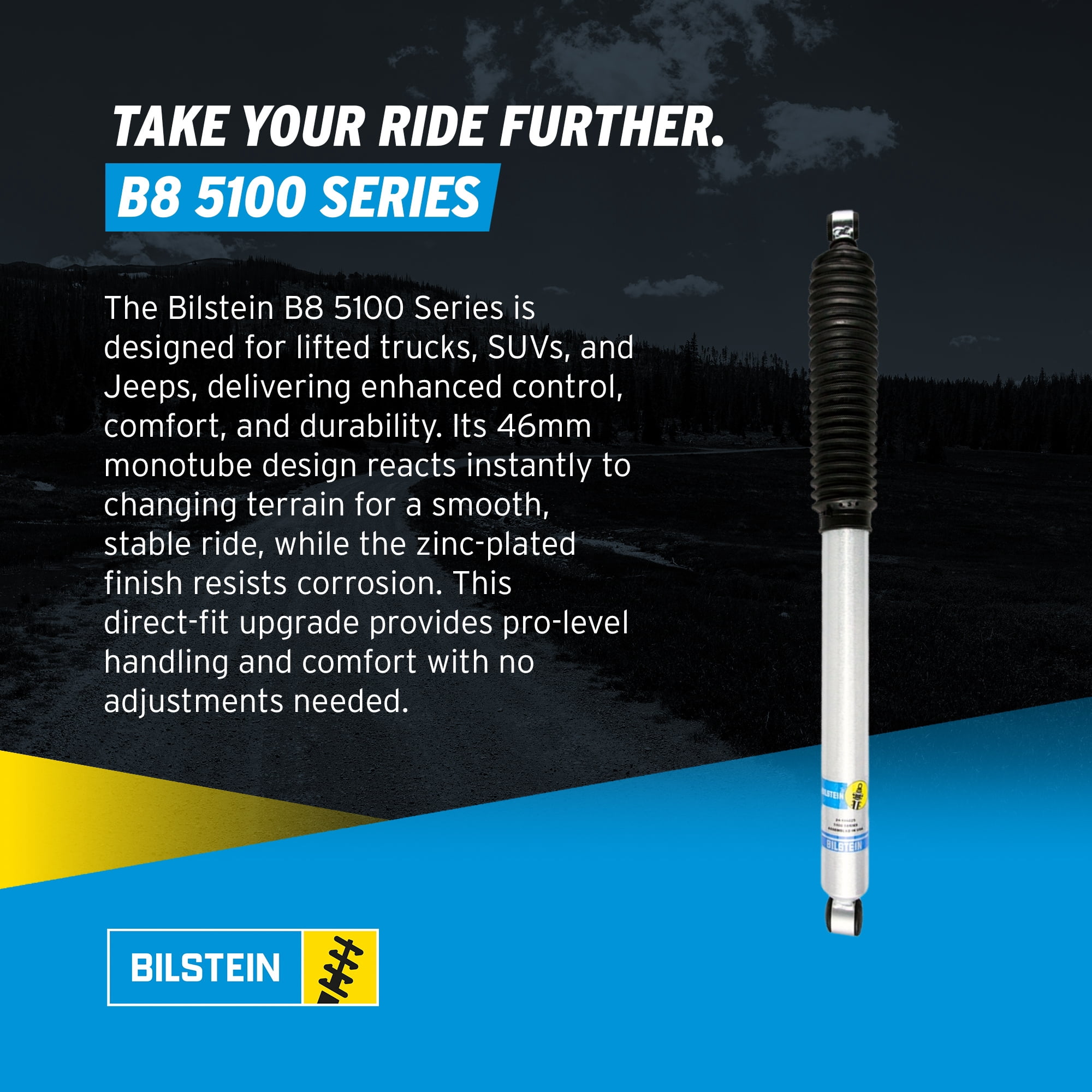 Bilstein Pair of Rear B8 5100 Series Shocks Compatible with 1999-2004 F250/F350 4WD with 0-1" Rear Lift and Leafspring Front Suspension