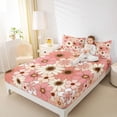 thumbnail image 4 of Homewish Cartoon Flower Daisy Twin Sheet Sets,Retro Rustic Floral Twin Fitted Sheet,Pink Orange Blossom Flat Sheet For Girls Kids,Microfiber Bedroom Decor,3pcs, 4 of 7