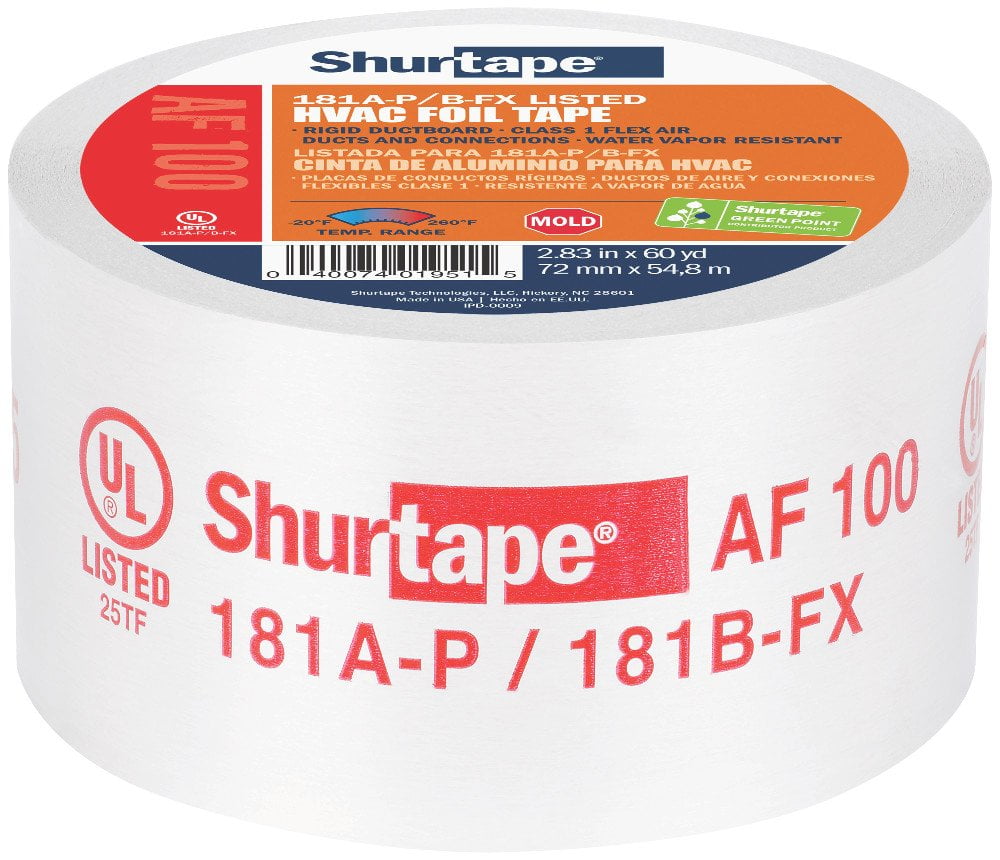 Shurtape AF 100 UL 181AP/BFX Listed/Printed Aluminum Foil Tape, 72mm