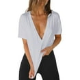 thumbnail image 1 of Plus Size Tshirts for Women V Neck Solid Color Short Sleeve Basic Tees Womens Summer Tops White L, 1 of 6