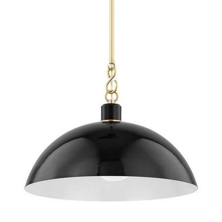 

1 Light Large Pendant-10.75 Inches Tall And 18 Inches Wide-Aged Brass/Glossy Black Finish Mitzi H769701l-Agb/Gbk