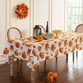 thumbnail image 3 of Autumns Thanksgiving Tablecloth,Fall Fabric Table Cloth, Bountiful Pumpkin Maple Leaf Easy Care Wipeable and Reusable Table Cover (60 X 84 INCH, Rectangle), 3 of 6