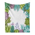 thumbnail image 1 of Cactus Soft Flannel Fleece Blanket, Succulents Framework Different Types Gardening Bedding Plants Theme Seasonal Image, Cozy Plush for Indoor and Outdoor Use, 50" x 70", Multicolor, by Ambesonne, 1 of 6