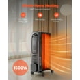 thumbnail image 2 of VEVOR Electric Oil Filled Radiator, 1500W Radiant Space Heater with LED Screen, Over-Heat Protections,24h Timer, Portable Handle Casters, Thermostat,Remote Control for Indoor Use,Black, 2 of 9