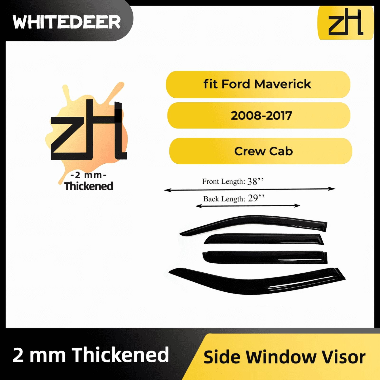 Fits Ford Maverick 2022+ Acrylic Window Visor Sun Rain Deflector Guard