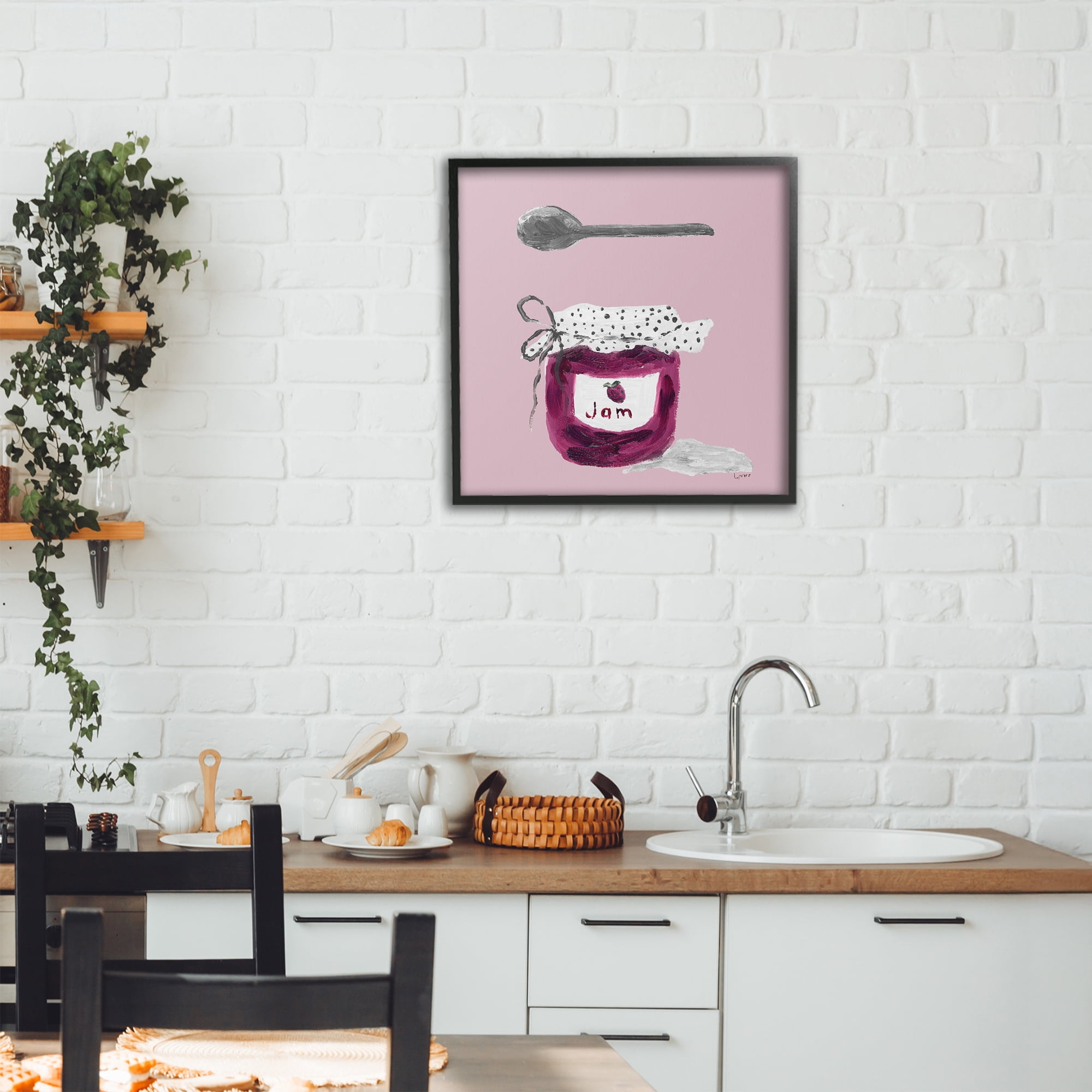 Stupell Industries Jam Jar over Blush Black Framed Giclee Art, design by Lucille Price