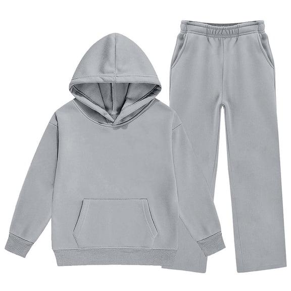 XUNKUSGA Girls Boys Fleece 2 Piece Sweatsuit Set Unisex Plain Tracksuit Hoodie with Joggers Classic Solid Color Long Sleeve Hoodie and Sweatpant Kids Sweat Set,5-6 Years