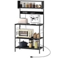 thumbnail image 1 of Black Baker's Rack with Power Outlet & USB - Kitchen Microwave Shelf with Hooks - 31.5” x 16.5” x 60.2” Storage Unit for Living Room & Dining Area, 1 of 7
