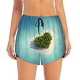 thumbnail image 2 of Fuzoiu Paradise Island Print Women's Athletic Shorts, Double-Layer Running Shorts with Pocket,Women's Workout Shorts for Yoga, Gym, and Workouts-X-Large, 2 of 7
