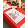 thumbnail image 4 of Christmas Tree Placemats Set of 4 Buffalo Plaid Table Mats, Merry Christmas Winter Seasonal Holiday Outdoor Dining Table Place Mats for Home Party Decoration(Pink and White, 12"x18"), 4 of 6
