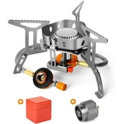 GVDV 3500W Windproof Camp Stove Camping Gas Stove with Fuel Canister Adapter, Piezo Ignition, Carry Case, Portable Collapsible Stove Burner for Outdoor Backpacking Hiking and Picnic
