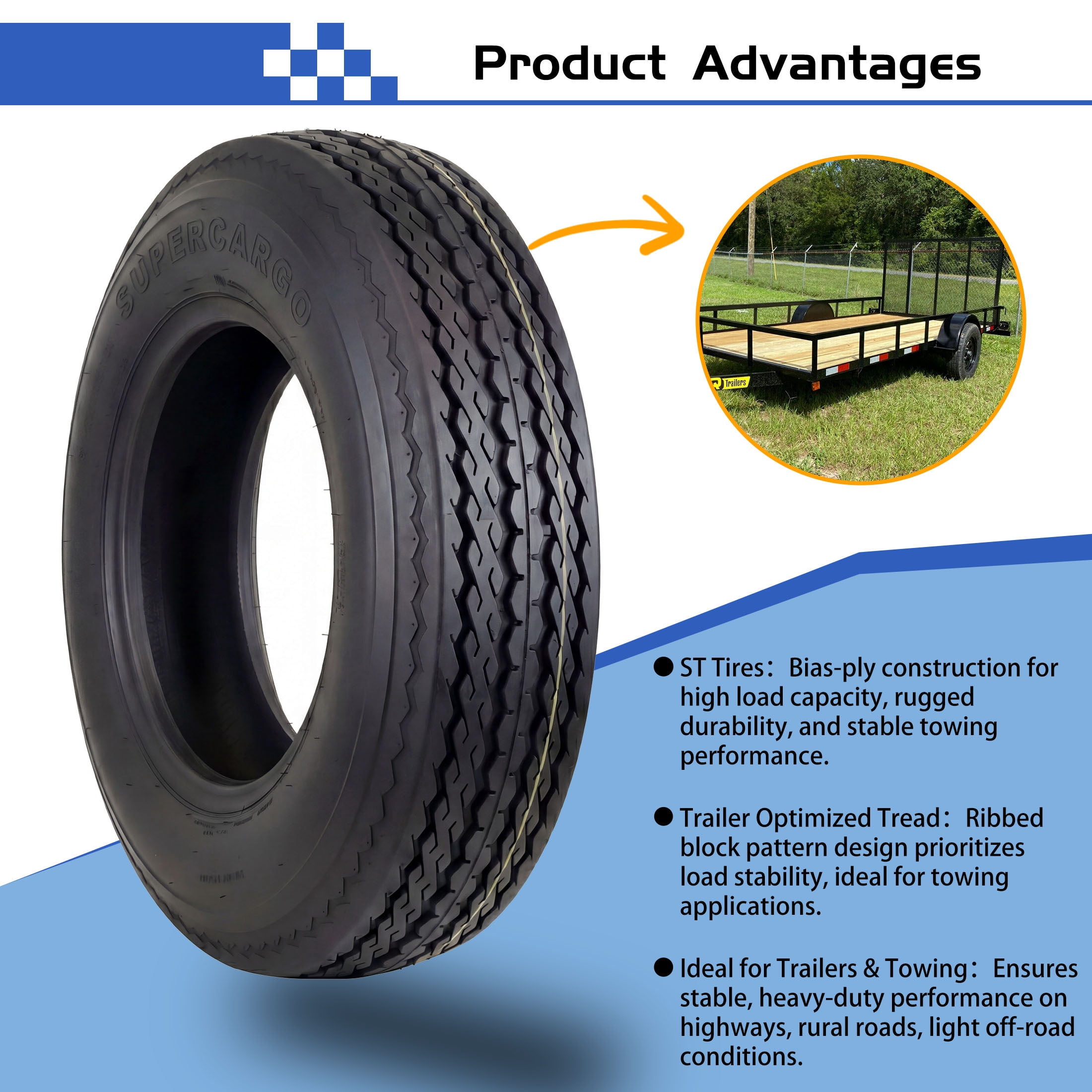 Super Cargo 2 Set SU02 5.30-12 6PR Boat Trailer Tire Fits 530-12