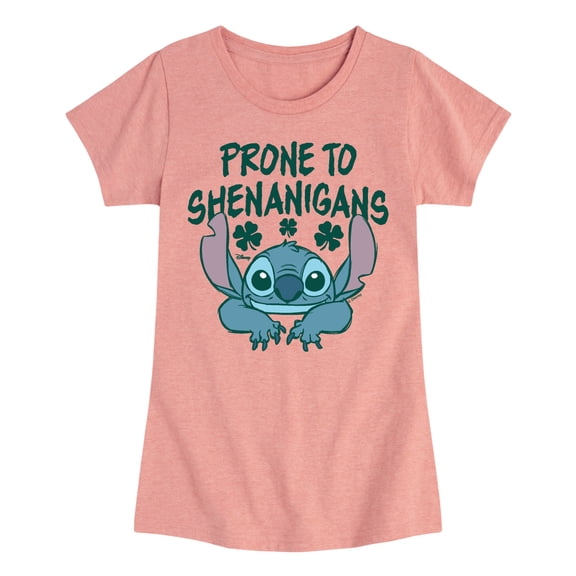 Lilo and Stitch - Prone To Shenanigans - Girls Youth Fitted Short Sleeve Graphic T-shirt