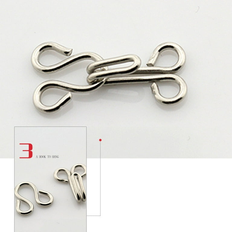 50PC Metal Hook Button Hooks and Eyes Closure Buckle Sewing Handcraft Tools  for Collar Pants Coat (Silver) 