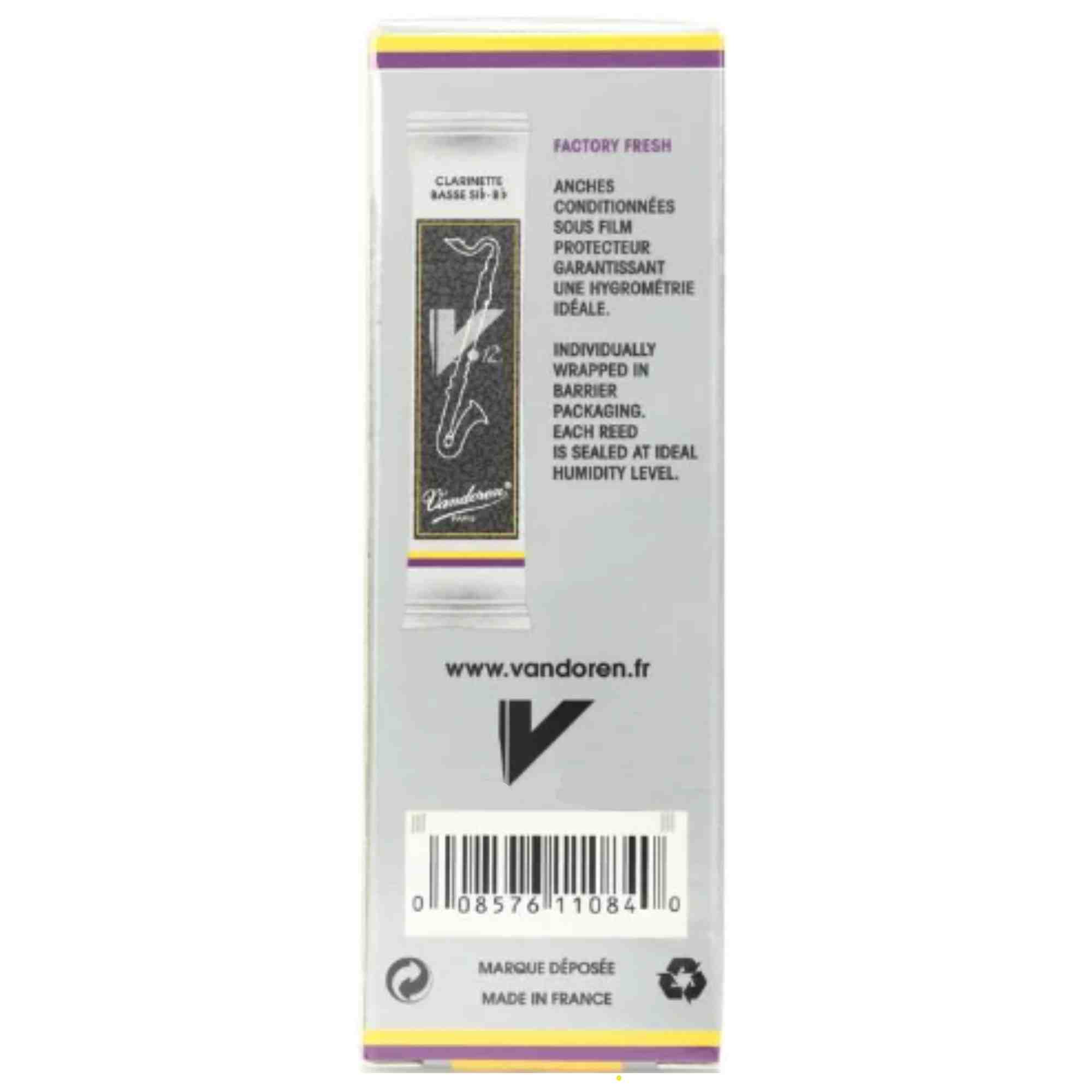 Vandoren Bass Clarinet V.12 Reeds Strength #3; Box of 5