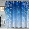 thumbnail image 5 of Blue Christmas Shower Curtain, Winter Snowflake Shower Curtains Set with 12 Hooks, Holiday Home Decor Fabric Shower Curtains, 72x72 Inches, 5 of 6