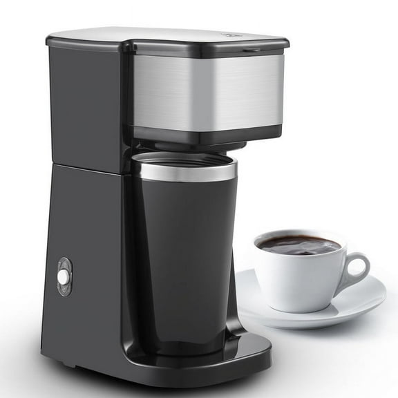 Elite Cuisine EHC541 Black with Stainless Steel 1-Cup Personal Coffee Maker