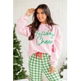 thumbnail image 3 of Women's Pink Holiday Cheer Letter Graphic Christmas Slogan Sweatshirt | [ZhiHiMeRi] | (US 20-22)2XL, 3 of 8
