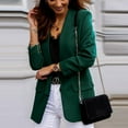 thumbnail image 2 of Lovskoo Womens Casual Blazers Open Front Crop Blazer Jacket Turn Down Collar Long Sleeve Lightweight Work Office Coat Cardigan Green, 2 of 5