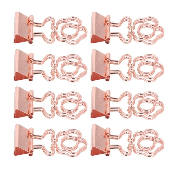 Clips de Reliure, 100 Pcs Mignons en Métal Portables Petits Longs Pince à Queue Pliable Arrière Pinces de Reliure Or Rose Creux Métal Pinces de Reliure Documents Organisateur de Papier de Test pour Maison École Bureau