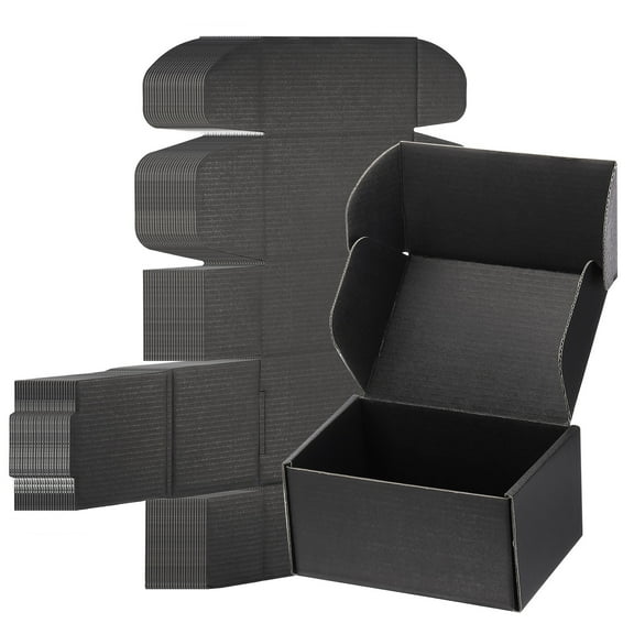 Uxcell 6x4x3 Cardboard Shipping Boxes for Small Business, 25Pcs Mailing Boxes, Black