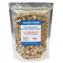 Brine Shrimp & Tubifex Worm Cube Mix, Premium Floating Freeze Dried Brine Shrimp & Tubifex Worm Cubes for All Tropical Fish, Cichlids, Discus, Tetras, Goldfish, Angel Fish, Catfish, Ponds...5oz Bag
