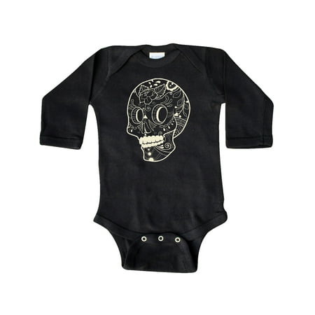 

Inktastic Halloween Day of the Dead Crazy Cool Sugar Skull Gift Baby Boy or Baby Girl Long Sleeve Bodysuit