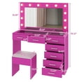 thumbnail image 6 of Ktaxon Large Makeup Vanity, Get Ready with Me GRWM Vanity Table Set w/ Visible Glass Top w/ Charging Station, Pink, 6 of 11