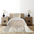 thumbnail image 3 of Ambesonne Retro Quilted Coverlet 2 Pcs, Flower Lace, Twin Size, Brown and Ivory, 3 of 4
