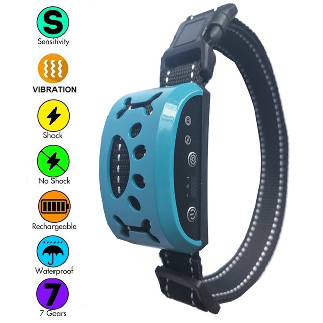 Flmtop Dressage de Chien Électrique Anti Écorce Reconnaissance Intelligente Choc Vibration Collier Argent