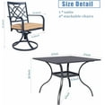 thumbnail image 3 of SUNCROWN 6-Piece Outdoor Dining Set Metal Swivel Cushioned Chairs Patio Furniture Sets with Steel Slat Bistro Table with a Bonus Umbrella for Backyard, Lawn, Garden（Dark Blue）, 3 of 9