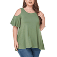thumbnail image 1 of CHOK Women‘s Plus Size Cold Shoulder Tunic Top Summer Short Sleeve Blouse, 1 of 7