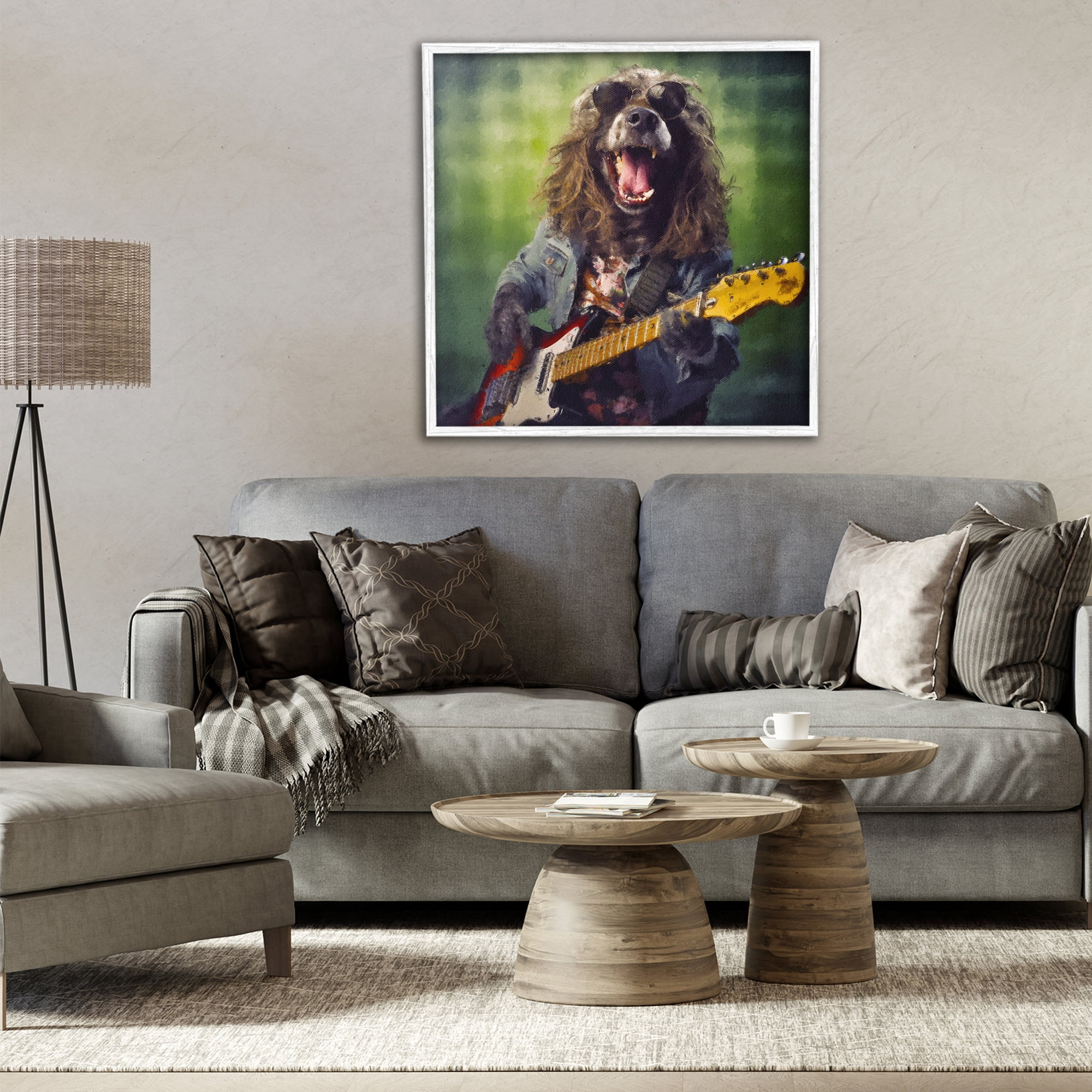 Musician Mutt Halen White Framed Giclee Art, design by Sean Parnell
