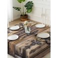 thumbnail image 3 of Wooden Plank Suqare Tablecloth - 60 x 60 Inch, Rustic Farmhouse Brown Black Barn Door Waterproof & StainResistant Tablecloth, Washable Oil-proof Table Cover for Dining/Party/Wedding/Camping/Buffet, 3 of 9