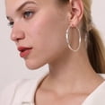 thumbnail image 4 of Tilga Sterling Silver Hoop Earrings Large Silver Hoop Earrings for Women Lightweight Big Hoops Earring Hypoallergenic Thin Hoops Earring for Women 30/40/50/60/65/70MM, 4 of 6