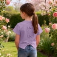 thumbnail image 5 of Cethrio Girls Cotton T-shirts, Casual Short Sleeve Cute Crew Neck Summer Tops Kids Tees Purple Size 6, 5 of 7