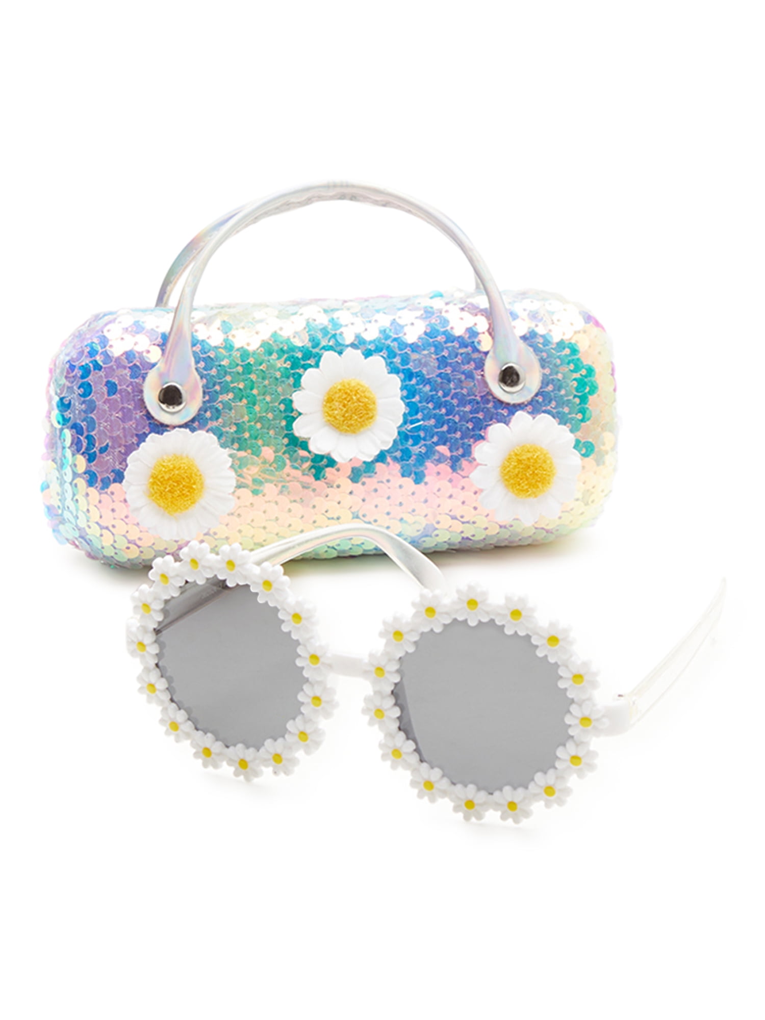 Wonder Nation Kids Daisy Sunglasses with Sequin Carrying Case
