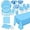 Sky Blue, variant on 229PCS Orange Party Supplies Set Paper Disposable Plates Cups Plastic Spoons Forks Knives Orange Napkins for 30 Guests Disposable Party Dinnerware Sets for Wedding Birthday Parties