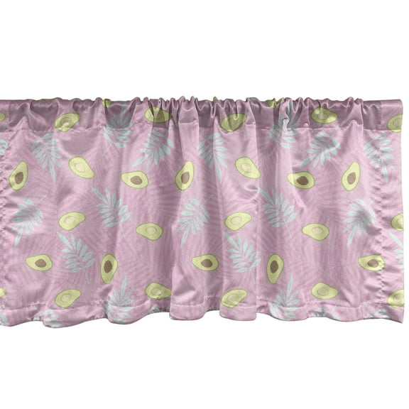 Ambesonne Exotic Window Valance, Halved Avocado Tropical Leaf, 54" X 12", Pink Pale Yellow