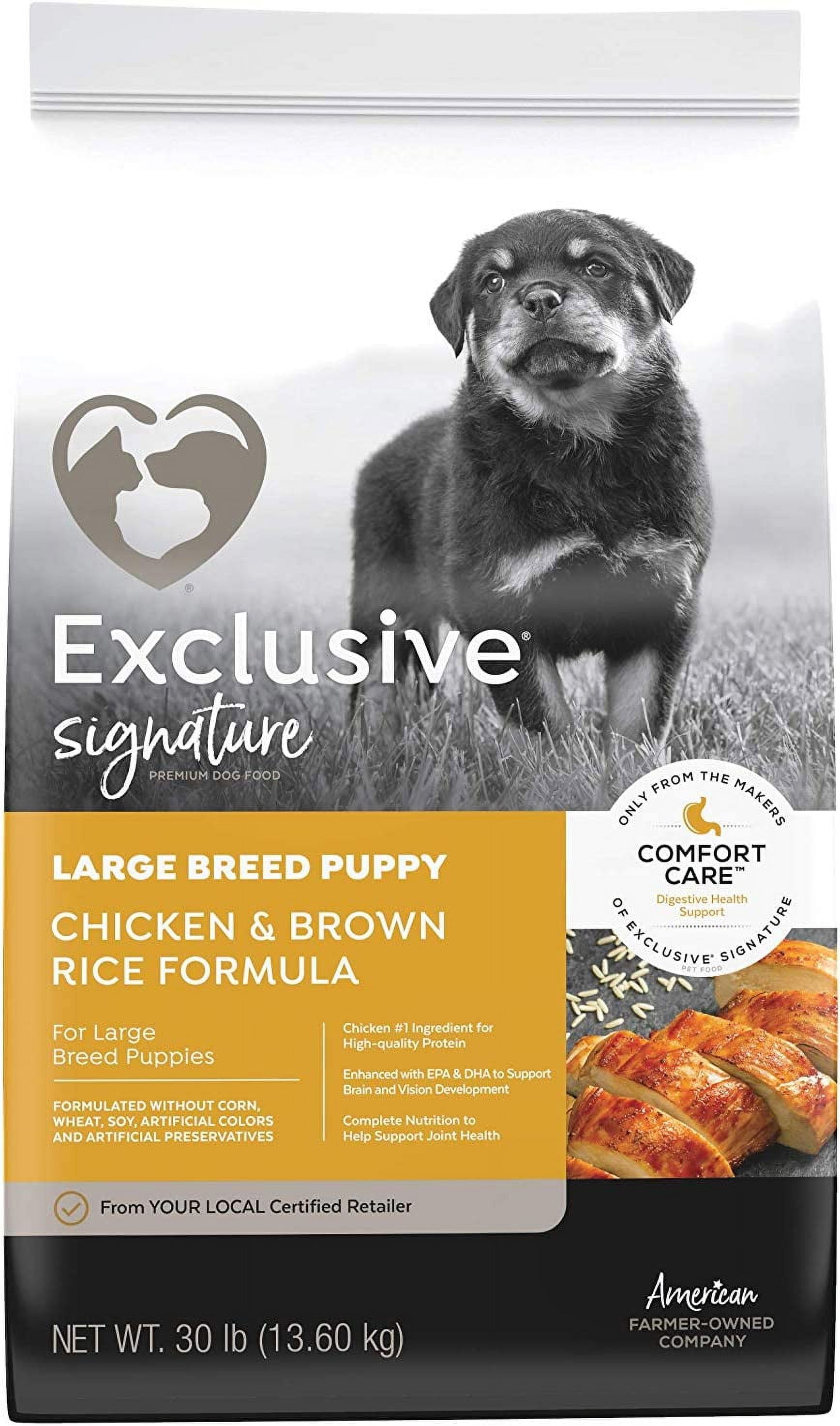 Exclusive | Large Breed Puppy Food | Chicken and Brown Rice Recipe | Nutritionally Complete - 30 Pound (30 lb.) Bag