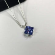 ARENA GEMS JEWELLERY Arenagemsjewellery Natural 4ct Blue Sapphire Pendant Necklace, 18 in Box Chain, Sterling Silver