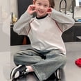 thumbnail image 4 of Antinious Toddler Girls Hoodies Tops,Casual Long Sleeve Sweatshirt for Boys Girls,Children's Color Matching Striped Raglan Sleeve Round Neck Bottoming Shirt Top,White,170, 4 of 5