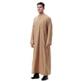 thumbnail image 6 of BSDJILFG Mens Long Robes Long Sleeve Sun Protection Linen Breathable Maxi Nightgowns for Mid-East Tradition, 6 of 9