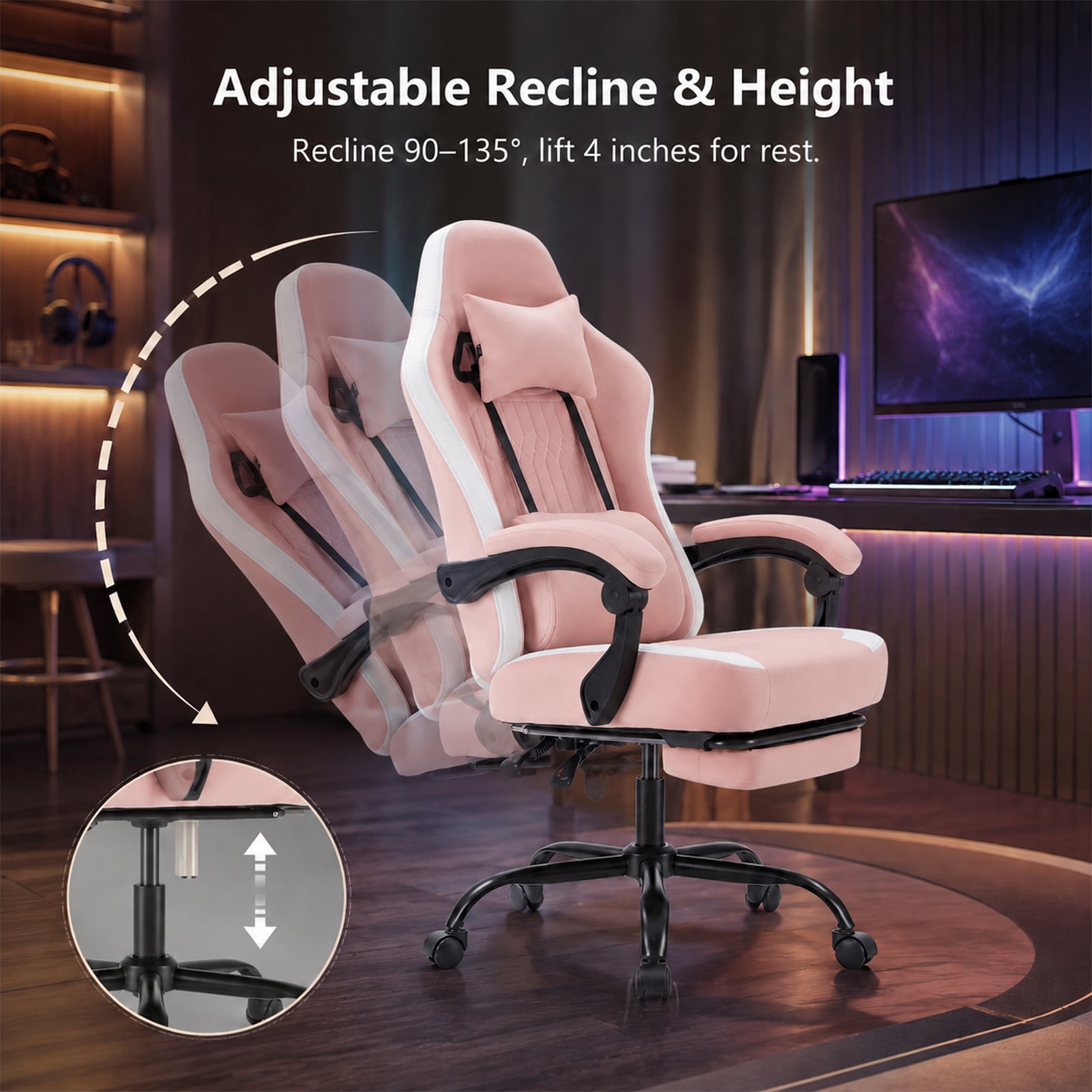 Alvantor Gaming Chair, Computer Office Chair with Linkage Armrests and Footrest, High Back Ergonomic Computer Chair with Lumbar Support Task Chair with Footrest