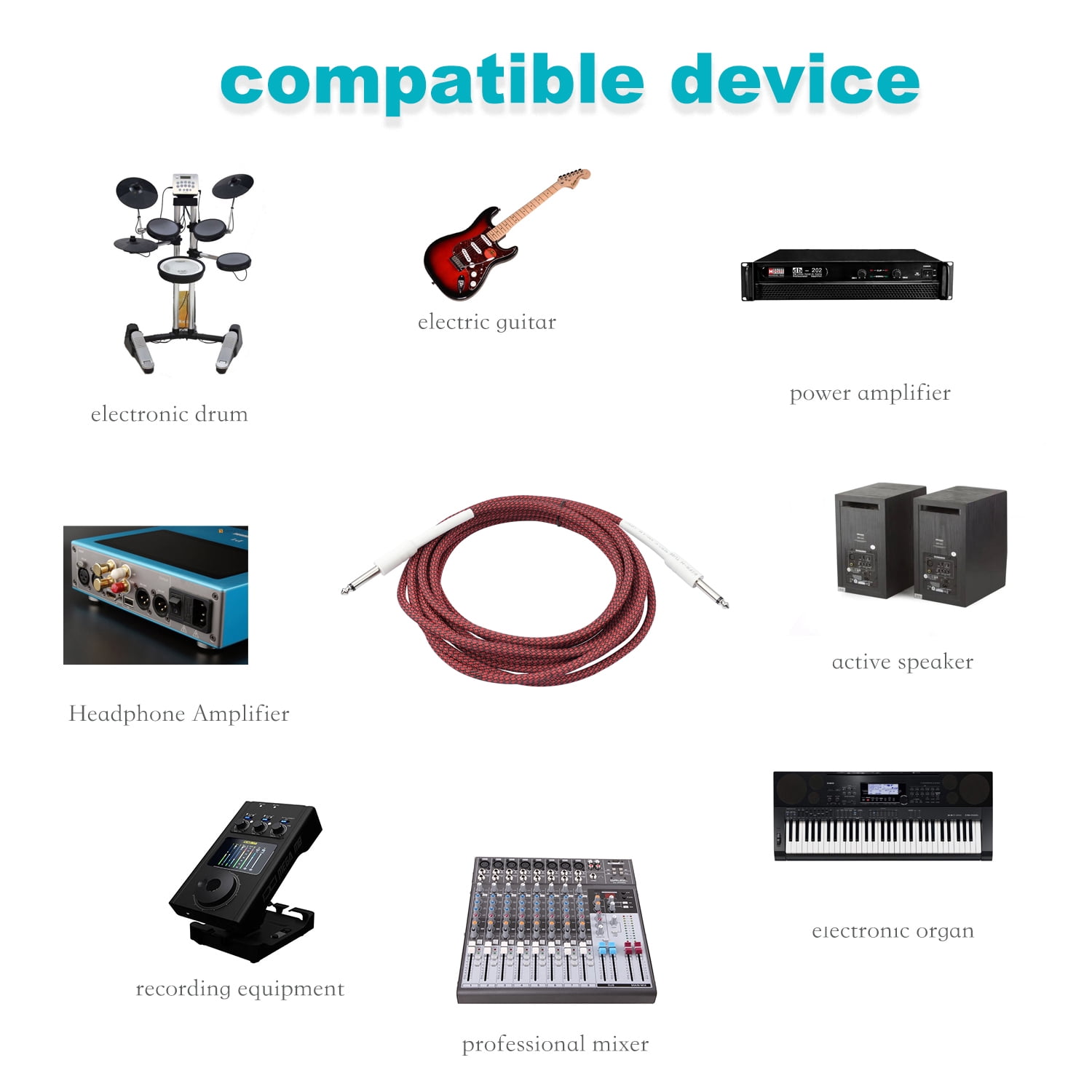 Quality Electric Instrument Cable Long Cord for Electric Mandolin 3/5/1/1.8/10meters