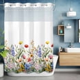 thumbnail image 6 of Wildflower Floral No Hooks Shower Curtain with Snap-in Liner Multicolor Spring Flower Leaves Rustic Shower Curtains for Bathroom, Waterproof, Easy Install, Washable 72"x96", 6 of 9