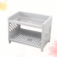 thumbnail image 3 of Double Layers Tableware Storage Shelf Rack Plastic Countertop Seasoning Sundries Organizer Stand Holder for Kitchen (Grey), 3 of 5