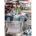thumbnail image 5 of Outdoor Tablecloth with Umbrella Hole for Patio/Picnic/Party/Camping, Abstract Boho Waterproof Table Cloth Round Cover Washable, Flowers Blue Polka Dots Grey Wood Plank (Dia 54"), 5 of 9
