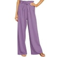 thumbnail image 1 of Pantalones largos de salón pierna ancha color puro elegantes pantalones largos con cinturón para fiesta de la vida diaria, 1 of 5